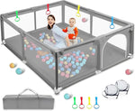 Playpen Baby Playpen 79"x71" Large Playpen with Breathable Mesh Large TALENTBABY Format Baby Play Yard with Zip Door, Children's Playpen Delivery with Mesh Basket and Ball - TALENTBABY